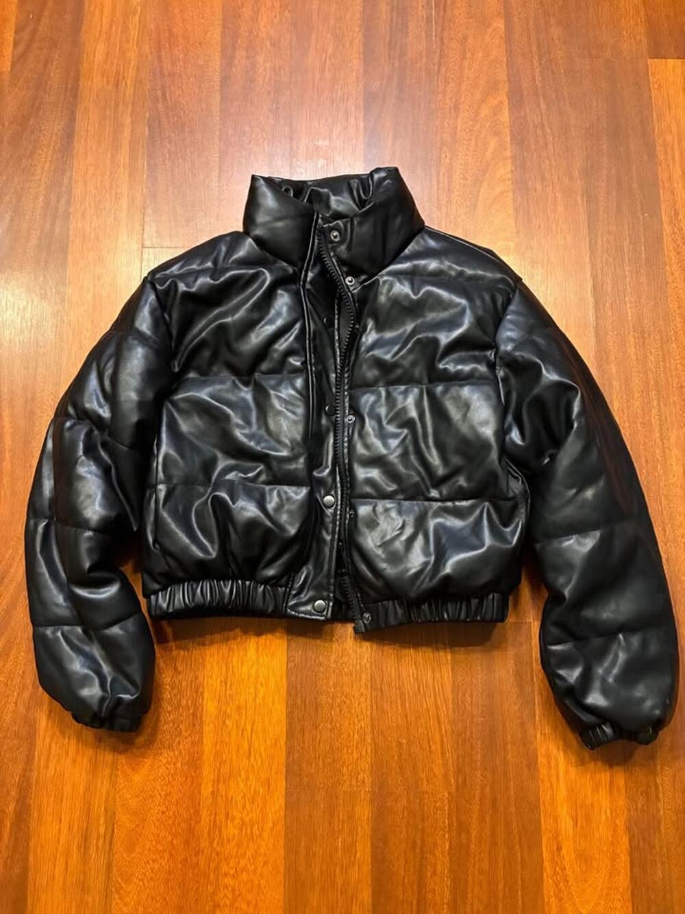 Hunter & Brown Faux Leather Puffer Jacket Size Small
